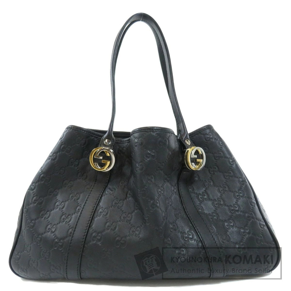 Gucci GG Twins Signature Shima black leather tote bag